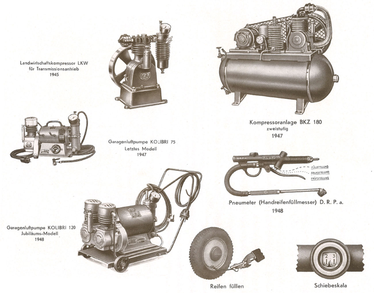 Druckluftwerkzeuge und Kompressoren von Adolf Ehmann aus den 1940er Jahren Durckluftwerkzeuge und Kompressoren von Adolf Ehmann aus den 1940er Jahren
