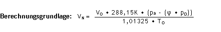 Formel 2 - Berechnung Normvolumen Formel 2 - Berechnung Normvolumen