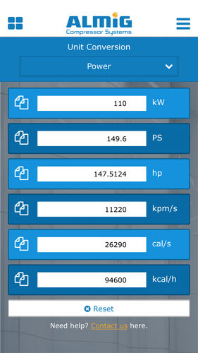 ALMiG Compressed Air Calculator App - Unit Converter